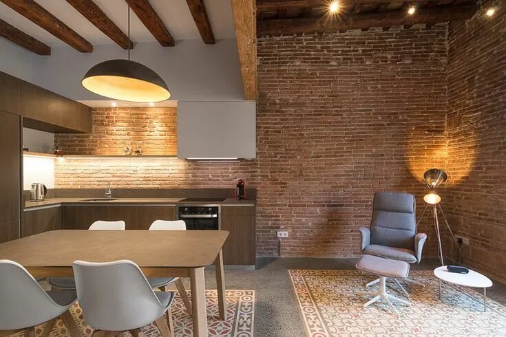 Потолки кирпичные фото M11 Apartment, Barcelona, 2016 - FFWD Best modern house design, Exposed brick wa