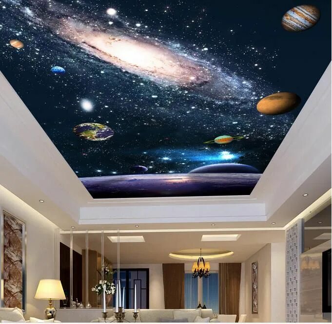 Потолки космос фото Pin by Marlene Nguyen on Home :))) Living room wall wallpaper, Ceiling murals, 3