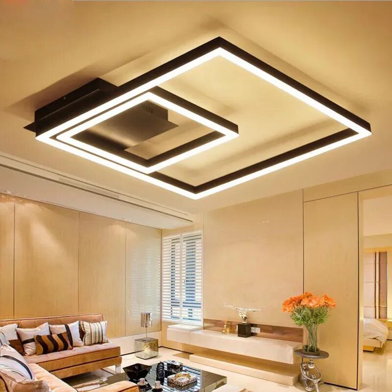 Потолки квадратами фото Square Led Living Room Ceiling Lamp Modern Simple Office Lamps Iron Loft Bar Sho