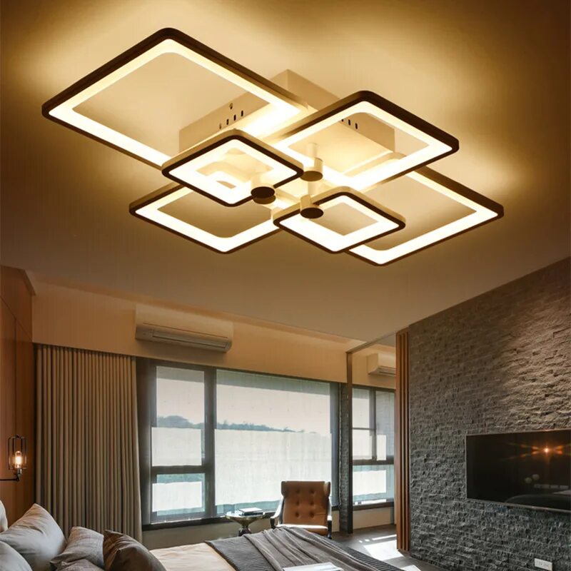 Потолки квадратами фото New Arrival LED Ceiling Chandelier For Living Study Room Bedroom Rectangle Moder