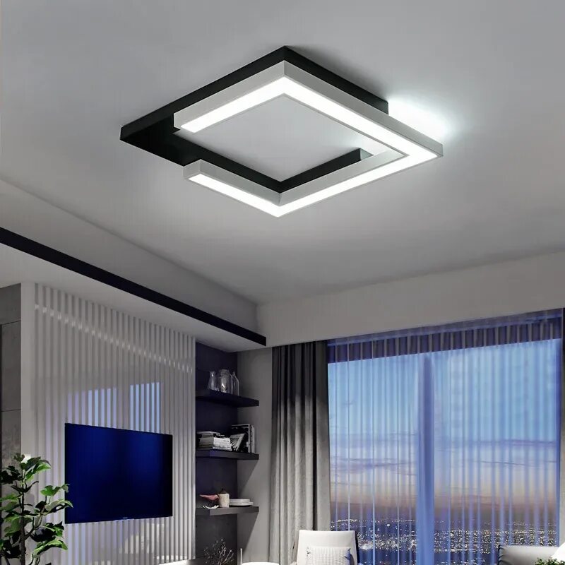 Потолки квадратами фото Modern LED chandelier for small living room bedroom kitchen balcony black and wh