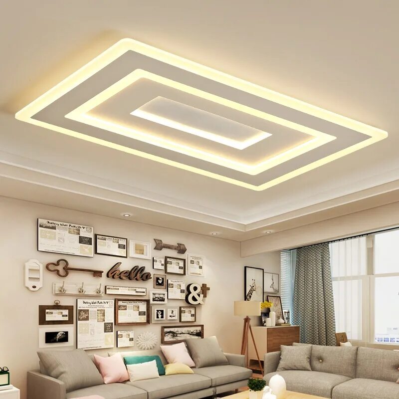 Потолки квадратами фото Ultra-thin Surface Mounted Modern Led Ceiling Lights Indoor Lighting Rectangle A