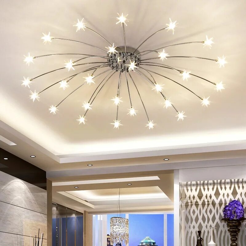 Потолки с люстрами и светильниками фото Modern Star Ceiling light For Living Room Bedroom Restaurant G4 bulb Home Lighti