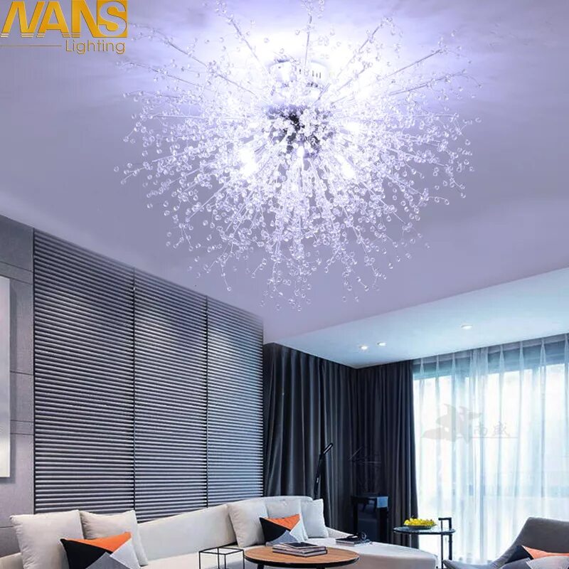 Потолки с люстрами и светильниками фото Nans Modern Crystal Acrylic Led Ceiling Lights Restaurant - AliExpress