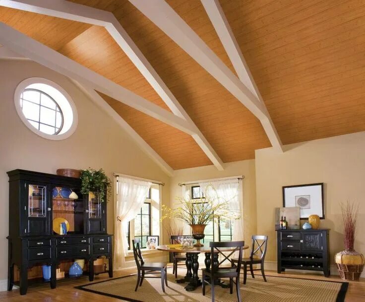 Потолки в доме варианты WOODHAVEN Knotty Pine 5" x 84" Armstrong ceiling, Ceiling design, Cathedral ceil