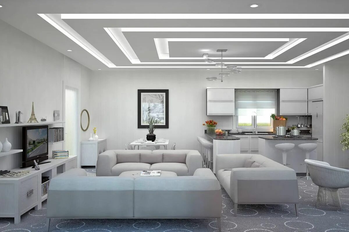 Потолки в современном интерьере фото Oświetlenie LED w suficie podwieszanym Ceiling design living room, Ceiling desig