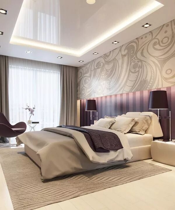 Потолки в спальне лучше фото 20 Master Bedrooms with Purple Accents Home Design Lover Ceiling design bedroom,