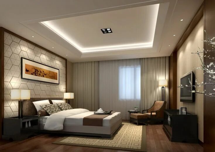 Потолки в спальне в современном стиле фото #potinterior #potfuniture bed room design ideas 3D wallpaper line : potiterior (