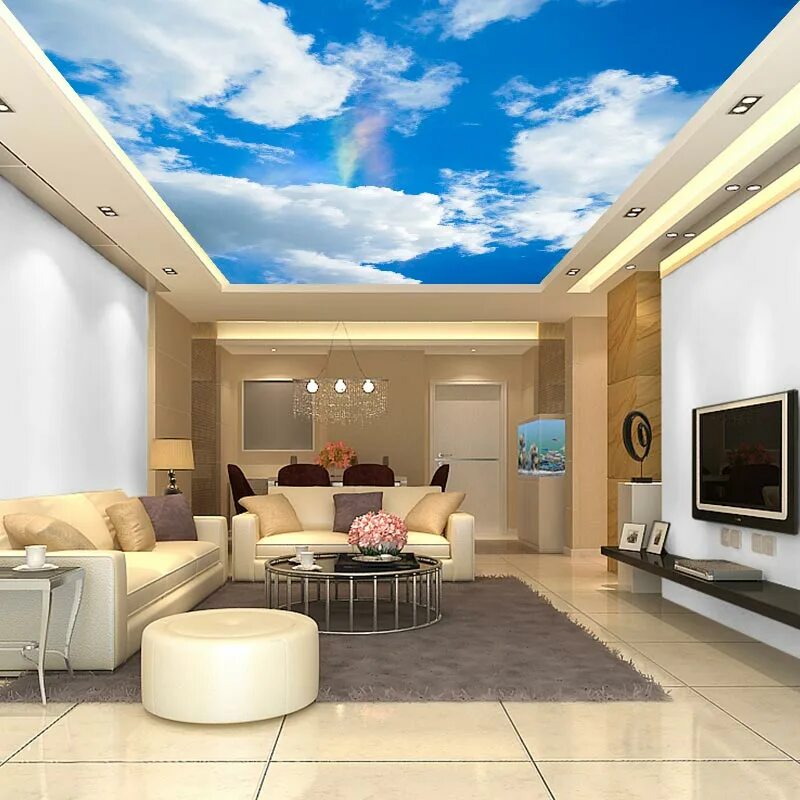 Потолочные дизайны фото Ceiling Wall Papers 3d White Clouds Photo Sky Wall Paper Mural Bedroom Living Ro