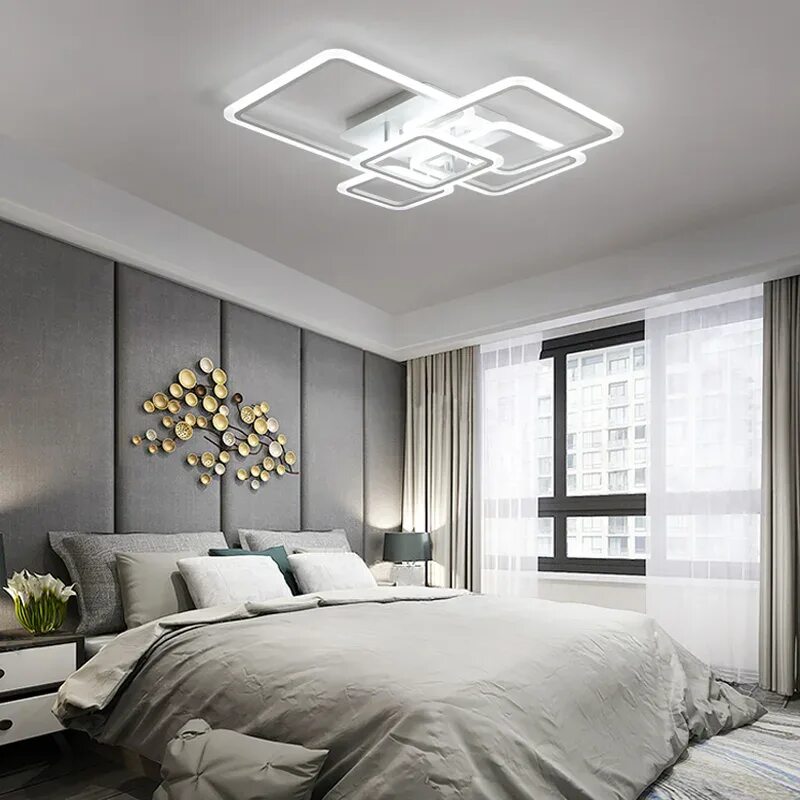 Потолочные интерьеры для спальни Modern minimalist led ceiling light for living room dining room bedroom white sq