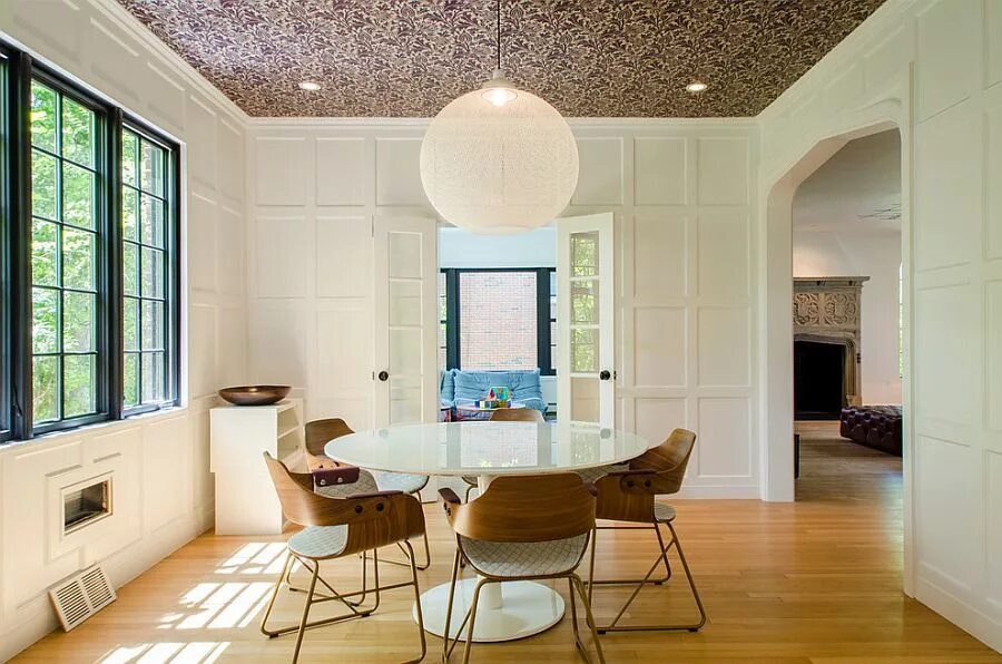 Потолочные обои на кухню фото 10 Methods to Beautify the Dining Room with Eye-Catching Wallpaper Dining room w