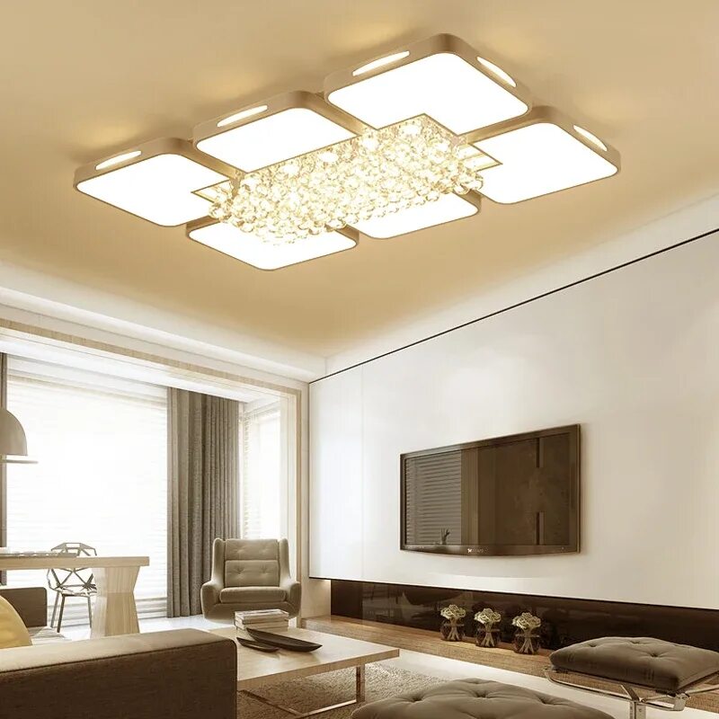 Потолочные светильники в гостиной фото Living Room Light Rectangle LED Crystal Light Ceiling Light Modern Simple Bedroo