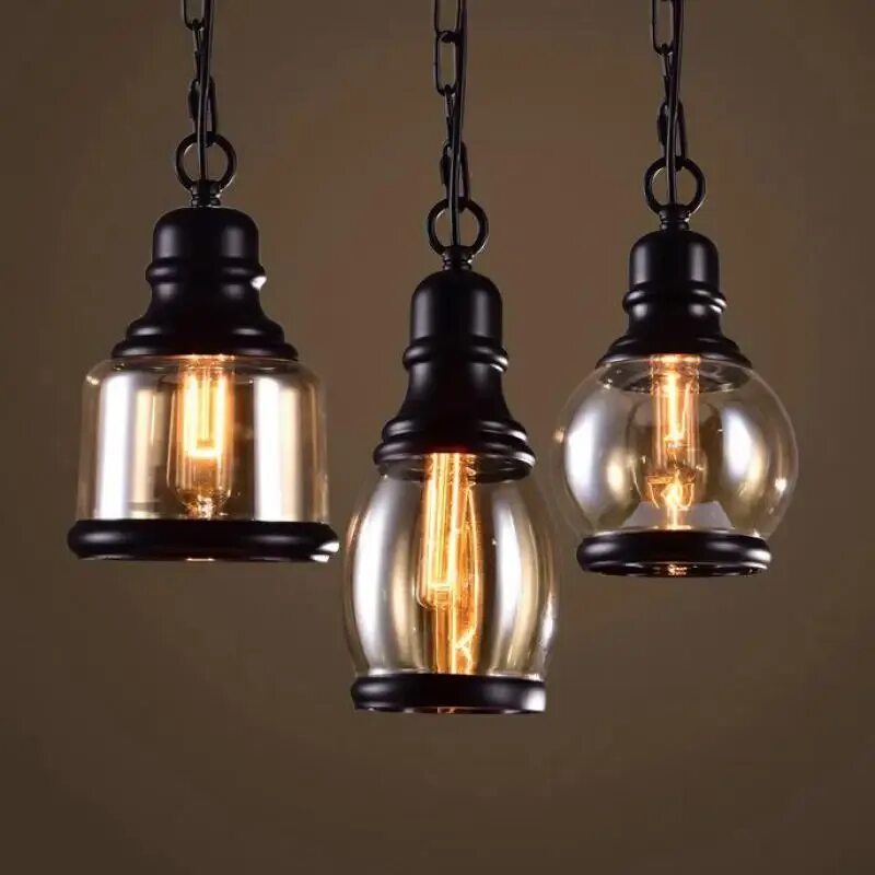 Потолочные светильники в стиле лофт купить Loft Pendant Light Industrial Style Glass Pendant Lamps Bar Restaurant Light Ret