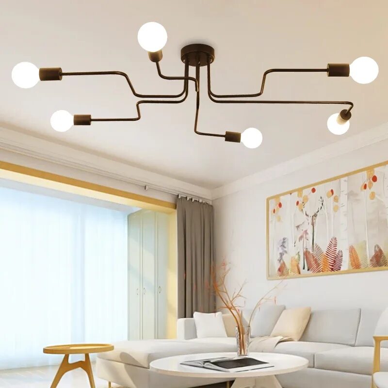 Потолочные светильники в стиле лофт купить Industrial Loft Ceiling Light Nordic Iron Led Ceiling Lamps 4/6/8 Head Ceiling L