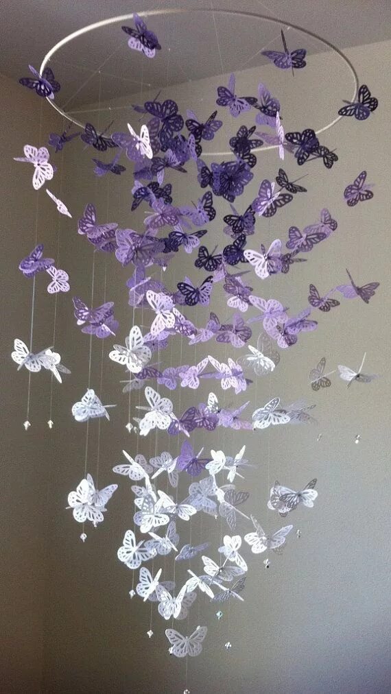 Потолочный декор своими руками Butterfly Chandelier Mobile TheWHOot Butterfly chandeliers, Butterfly crafts, Di
