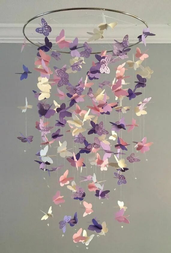 Потолочный декор своими руками Pin by Morena Lucena on 222 Butterfly chandeliers, Baby mobile girl, Butterfly n