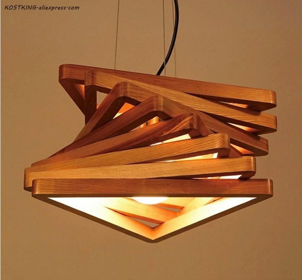 Потолочный светильник из дерева своими руками Nordic LED wood pendant lamp restaurant cafe bar solid wood living room Chandeli