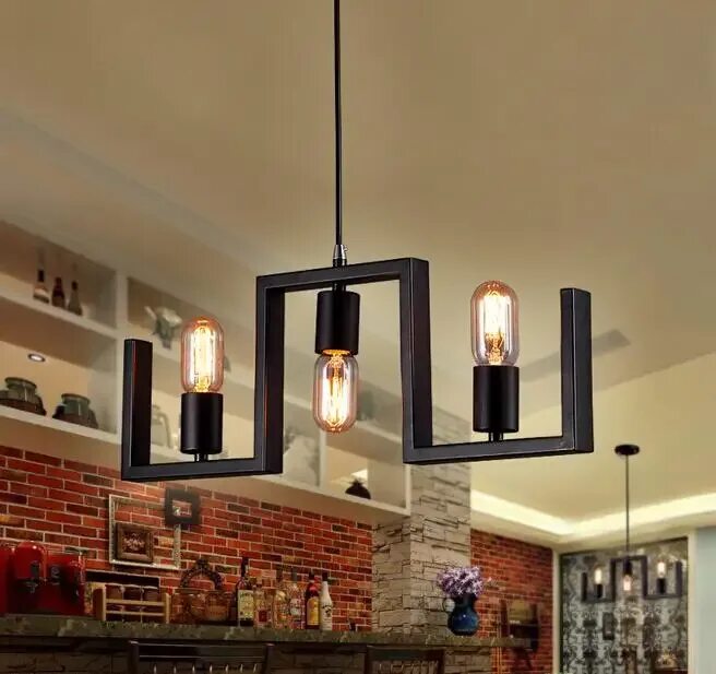 Потолочный светильник лофт своими руками Creative Fashion Loft Style Wrought Iron Geometry Pendant Light Restaurant Coffe