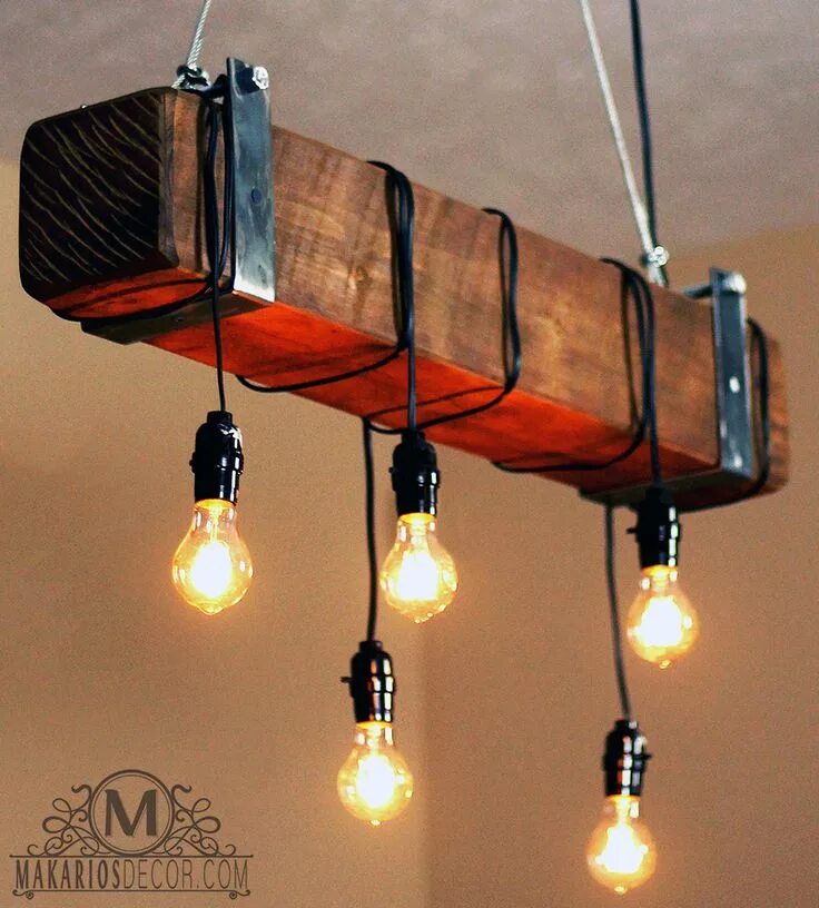 Потолочный светильник лофт своими руками Makarios Decor Rustic Beam Chandelier, Barn Beam Light Rustic chandelier, Rustic