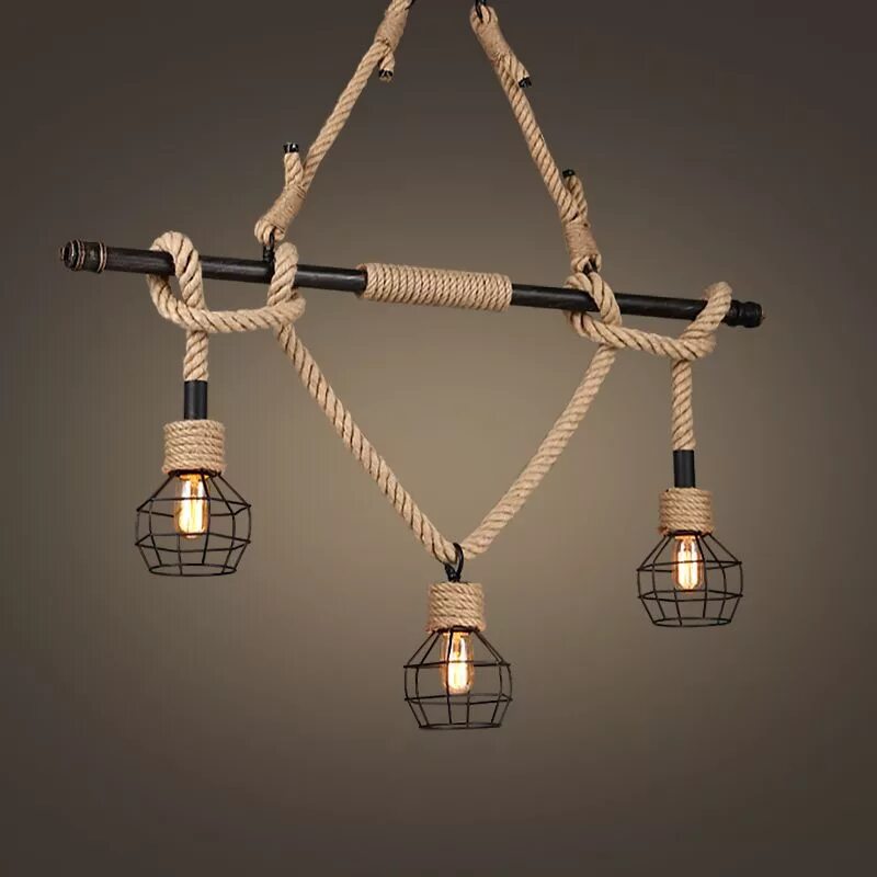 Потолочный светильник лофт своими руками American country hemp Pendant Lights LOFT RETRO art clothing store restaurant co