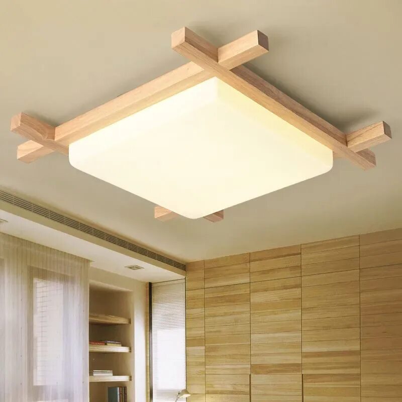 Потолочный светильник своими руками Nordic LED Wooden Ceiling Lights In Square Shape lamparas de techo For Bedroom B