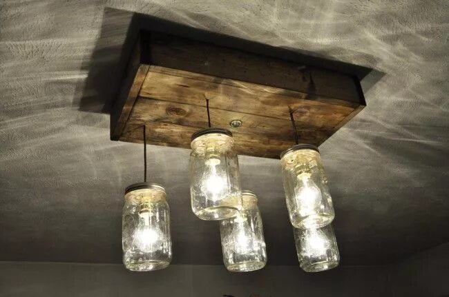 Потолочный светильник своими руками Подборка креативных штуковин Diy chandelier, Homemade chandelier, Mason jar ligh