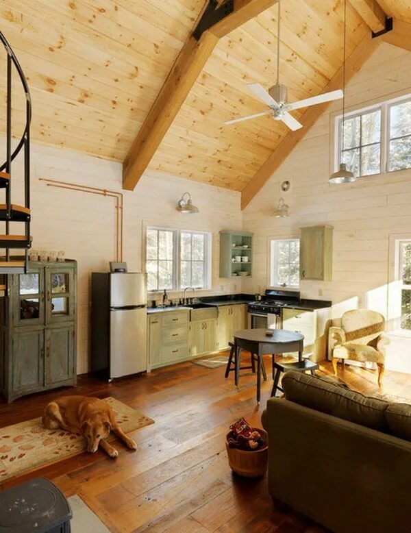 Cedar Plank ceiling in cottage with false beams Wood plank ceiling, Wooden ceili