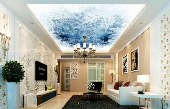 Потолок дешево и красиво фото 3D White Snowflake C072 Ceiling Wallpaper Removable Self Etsy