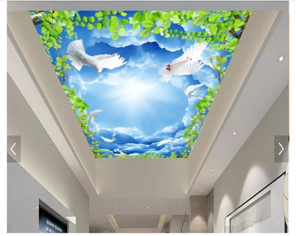 Потолок фон фото Custom photo wallpaper 3d ceiling murals wallpaper sky clouds zenith ceiling mur