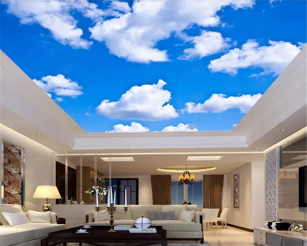 Потолок фон фото SilkCloud 3D Wallpaper: Beautiful White Sky For Living Room Ceiling & Wall From 