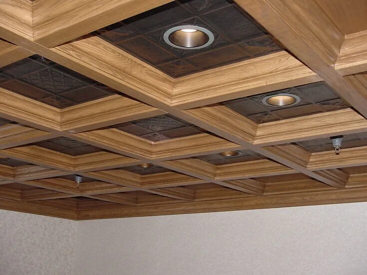 Потолок из дерева своими руками фото 2-tone coffered ceiling Coffered ceiling, Log cabin decor, Cabin decor