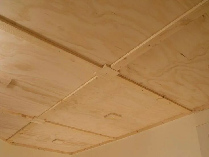 Потолок из фанеры в деревянном доме фото Don Oystryk removable panel and batten basement ceiling (11) #thebasement Baseme