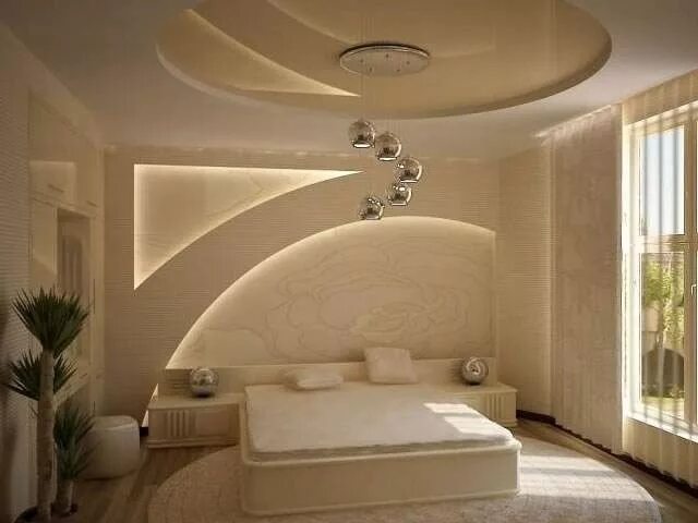 Потолок из гипсокартона в спальне фото Pin by Juveria Iman on small bedroom ideas Ceiling design bedroom, Bedroom bed d