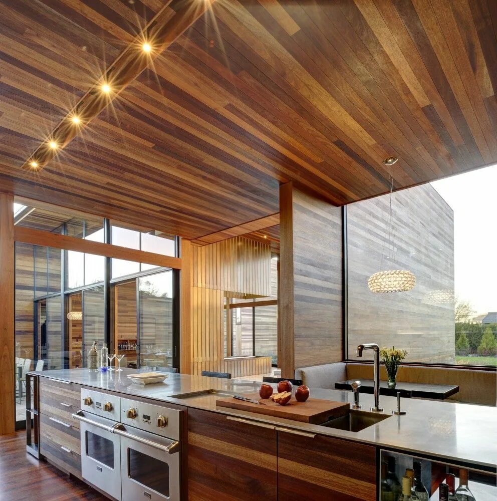 Потолок из вагонки фото в интерьере Gallery of Sam's Creek / Bates Masi Architects - 8 Kitchen ceiling design, Conte