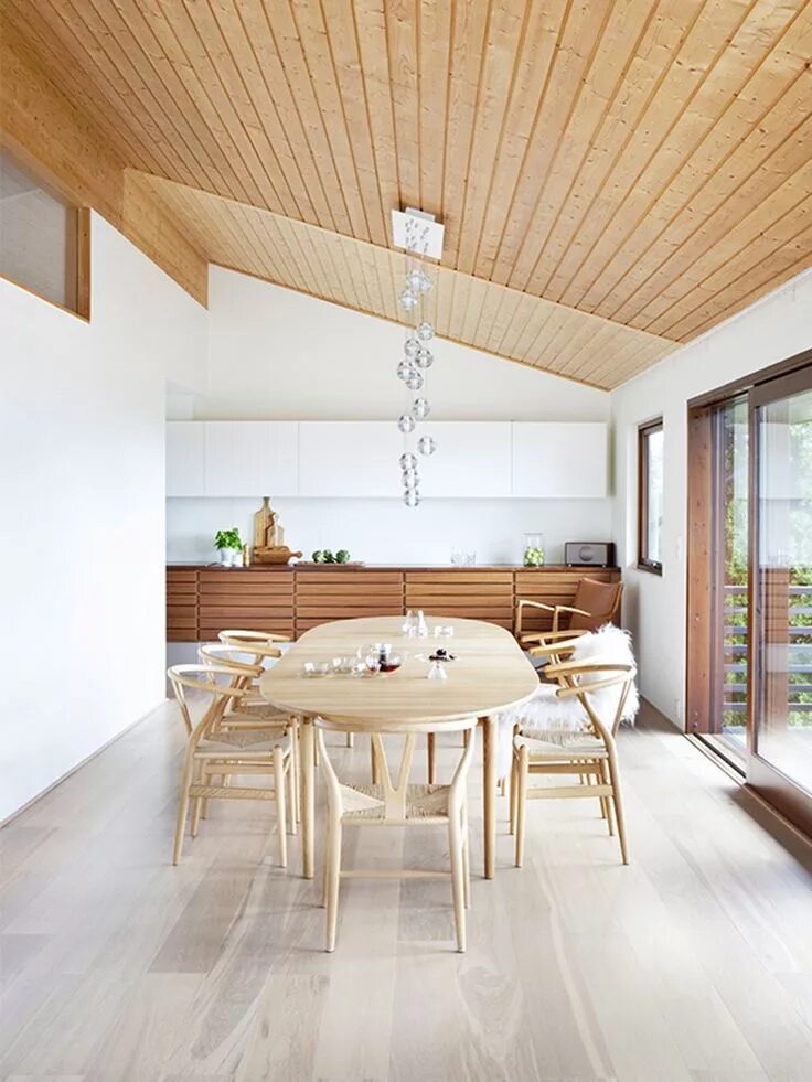 Потолок из вагонки в современном стиле фото God tresmak på kjøkkenet Scandinavian kitchen design, Scandinavian kitchen, Hous