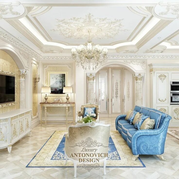 Потолок классика фото Интерьер квартиры в ЖК Миланский Квартал - Luxury Antonovich Design Интерьер ква