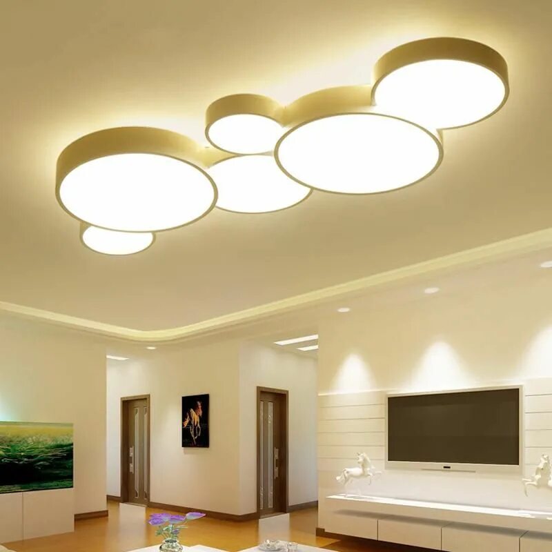 Потолок лампочки в зале фото Ceiling Circle Light Fixture (3 or 6 circles) Ceiling lights living room, Living