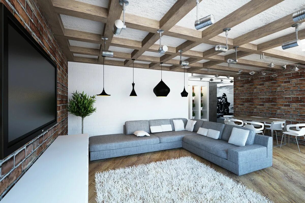 Потолок лофт варианты в доме Loft - brick interior Дизайн потолка, Квартира в стиле лофт, Кирпичный интерьер