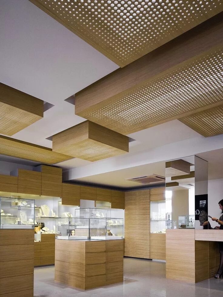 Потолок магазина фото Zlatarna Celje Jewelry / OFIS architects Architecture ceiling, Shop interior des