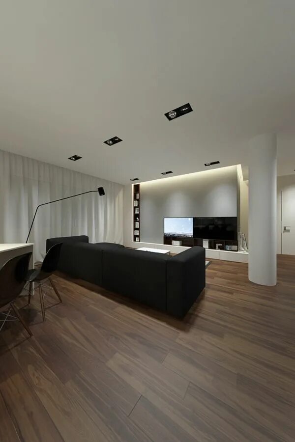 Потолок минимализм фото apartament ANGLE 40 by LINE architects, via Behance Interior design, Interior de