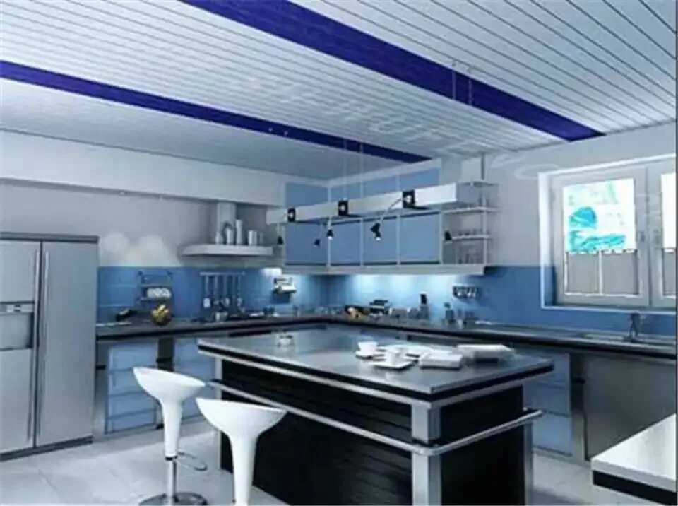 Потолок на кухне из пластиковых панелей фото Interior ceilings in kitchens made of PVC panels (52 Photos)