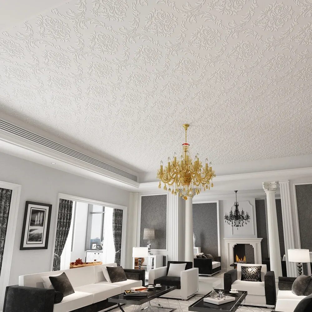 Потолок оклеенный обоями в интерьере фото Ceiling Wallpaper Relief Thick Three-dimensional 3d Wallpaper European Non-woven