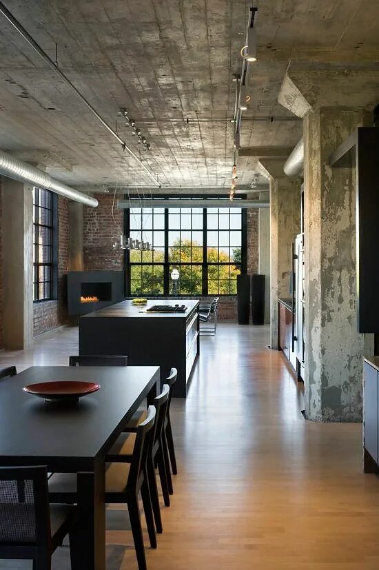 Потолок под бетон в стиле лофт Luxury Red Brick Condominiums - Home Improvement Inspiration Industrial loft des