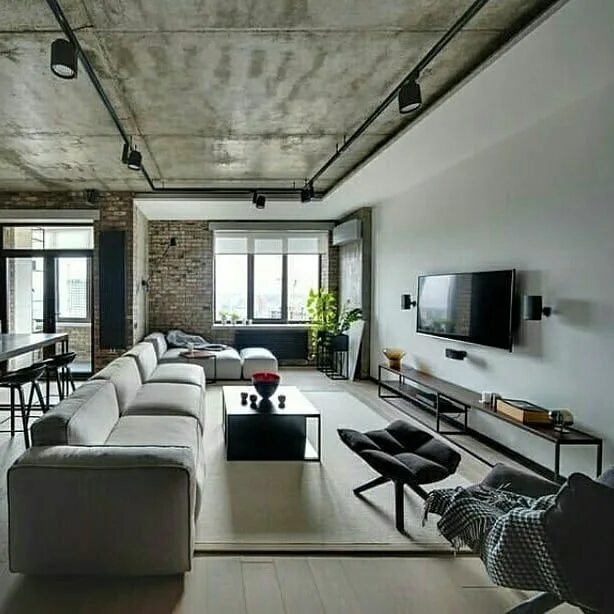 Потолок под бетон в стиле лофт Beautiful space. . What do you think? Could you live here? . Follow @loft_inspir