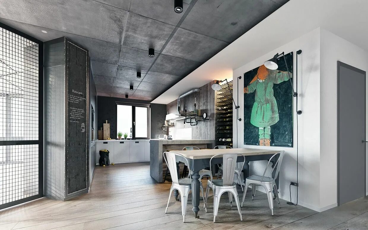 Потолок под бетон в стиле лофт Home Designing Loft interiors, Small apartment design, Industrial interior desig