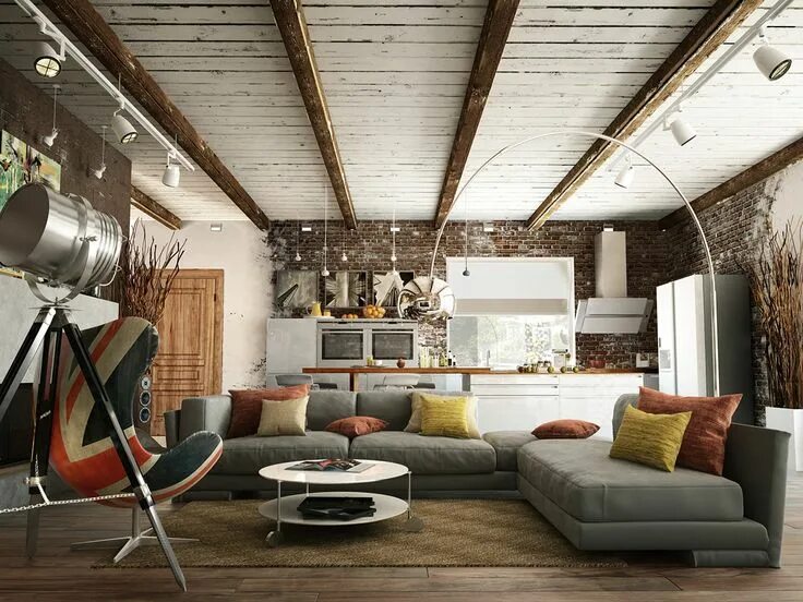 Потолок под лофт стиль Un loft baroque et bohème Loft interior design, Living room loft, Modern scandin