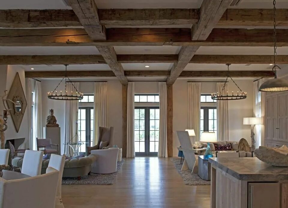 Потолок с балками в деревянном доме фото Good colours. Wood beam ceiling, Faux wood beams, Ceiling design