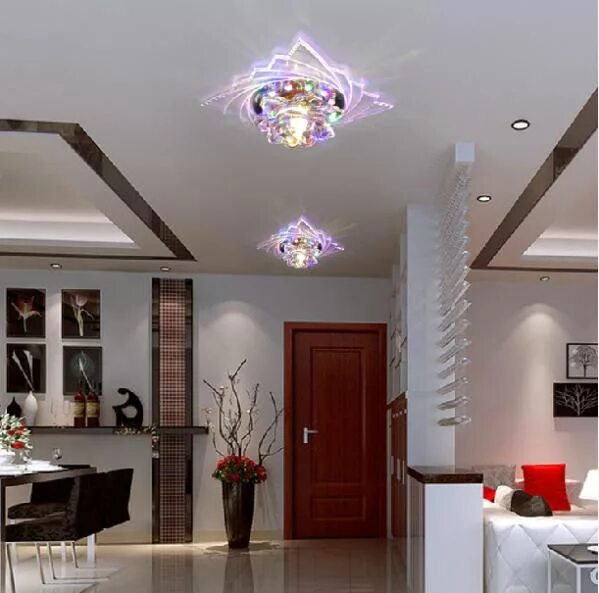 Потолок с двумя люстрами фото 3 w luxury crystal led lampada da soffitto moderno acrilico luce di soffitto per