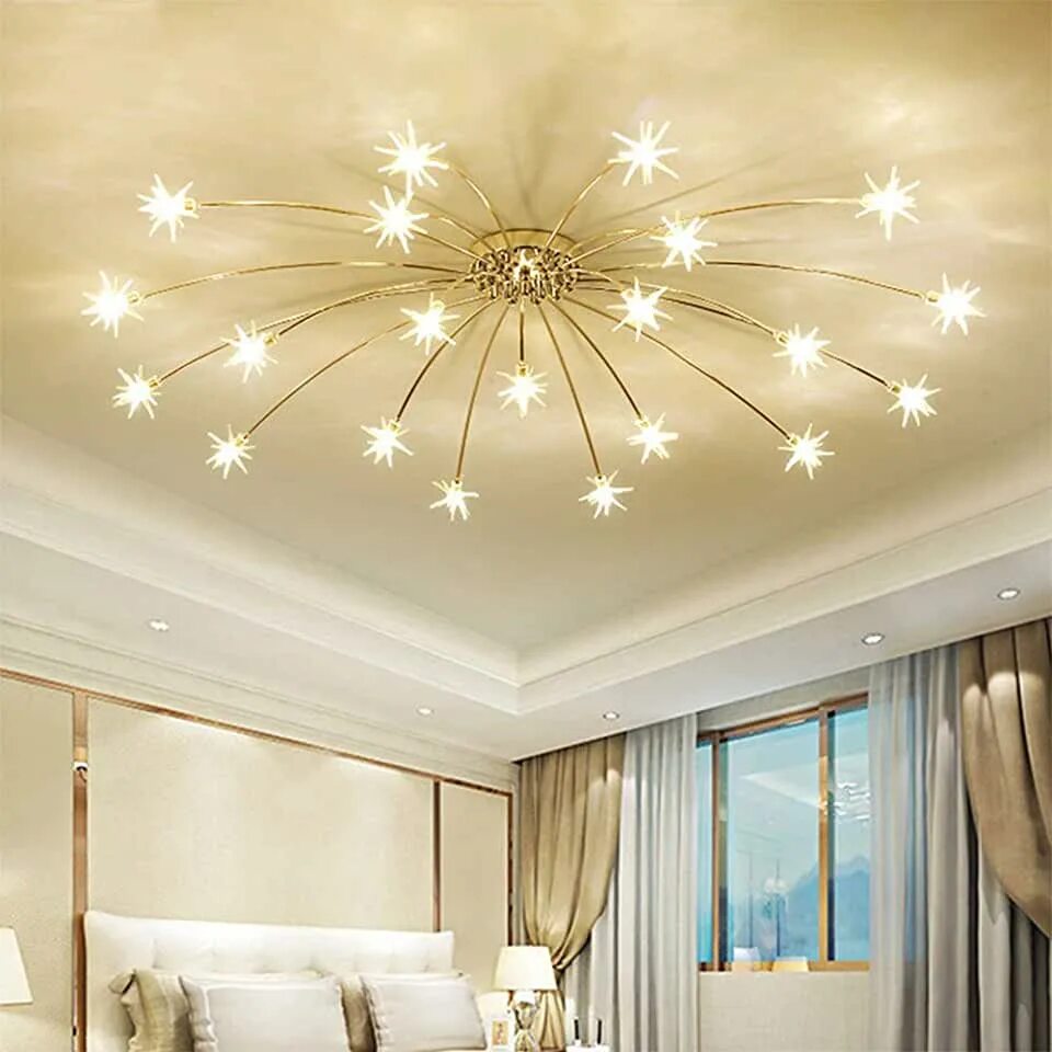 Потолок со светильниками и люстрой фото Amazon.com: Gold Star Led Lights