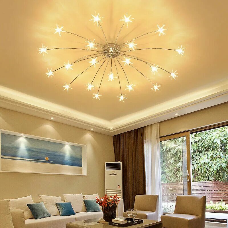 Потолок со светильниками и люстрой фото Modern bedroom living room Simple Led Chandelier Lighting Lamp Ceiling Pendant e